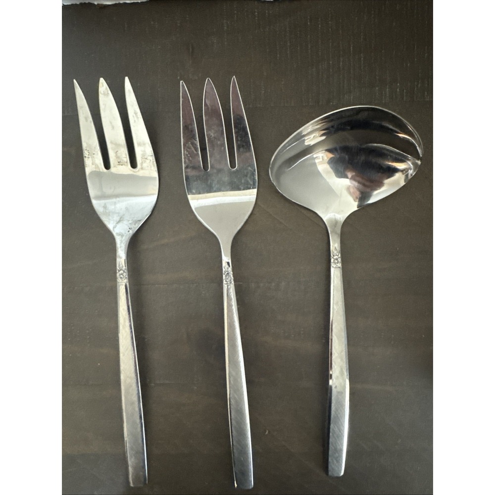 VTG New Old Stock Oneida Rogers Stainless MELISSA 3 Piece Hostess Serving Set